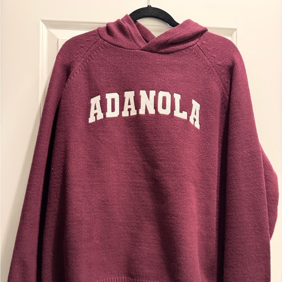 Adanola Varsity Oversized Knit Hoodie - Dark Cherry/Marshmallow White - Picture 3 of 4